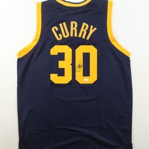 Navy and Yellow Basketball Jersey stephen curry auto jersey